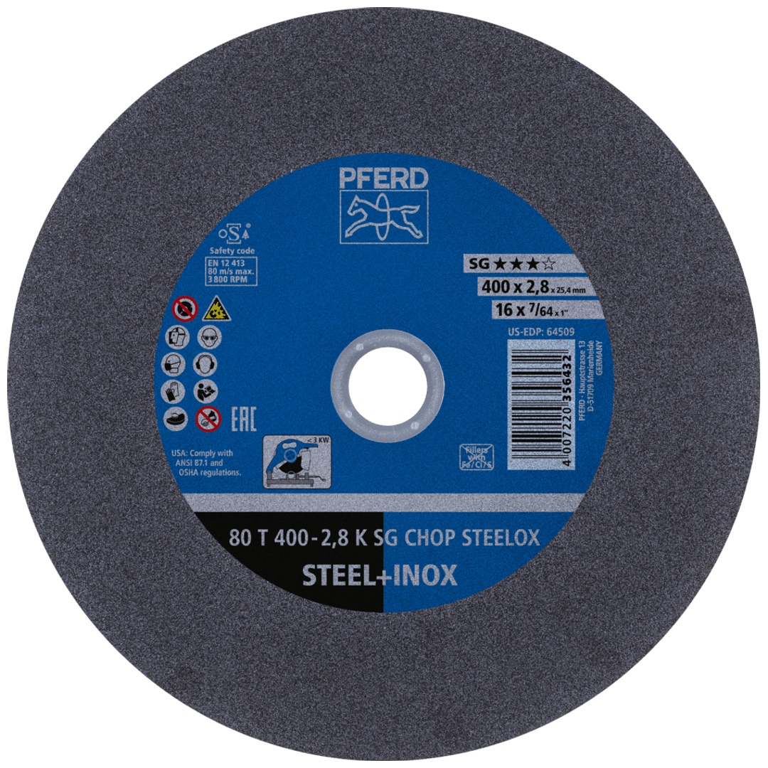 PFERD TOOLS Trennscheibe Metallkreissäge T 400x2,8x25,4 mm Leistungs-Li. SG CHOP STEELOX Stahl/Edelstahl