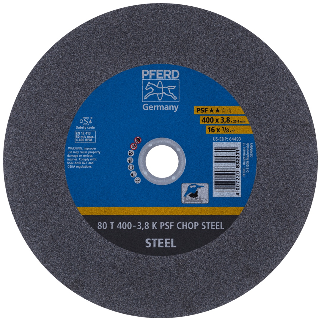 PFERD TOOLS Trennscheibe Metallkreissäge T 400x3,8x25,4 mm Uni.-Linie PSF CHOP STEEL für Stahl