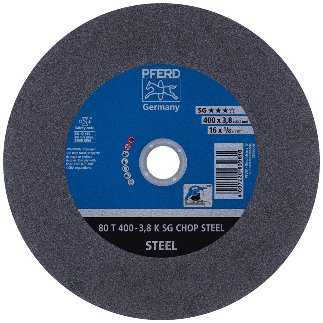 PFERD TOOLS Trennscheibe Metallkreissäge T 400x3,8x32 mm Leistungs-Li. SG CHOP STEEL für Stahl