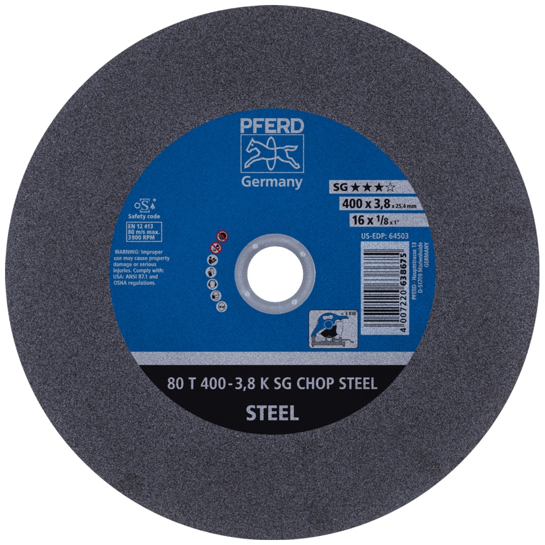 PFERD TOOLS Trennscheibe Metallkreissäge T 400x3,8x25,4 mm Leistungs-Li. SG CHOP STEEL für Stahl