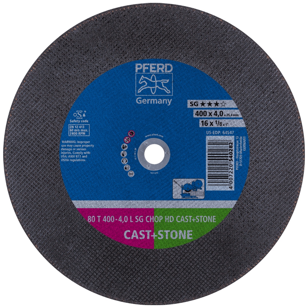 PFERD TOOLS Trennscheibe T 400x4,0x25,4 mm Leistungslinie SG CHOP HD CAST+STONE Guss/Stein/NE-Metalle