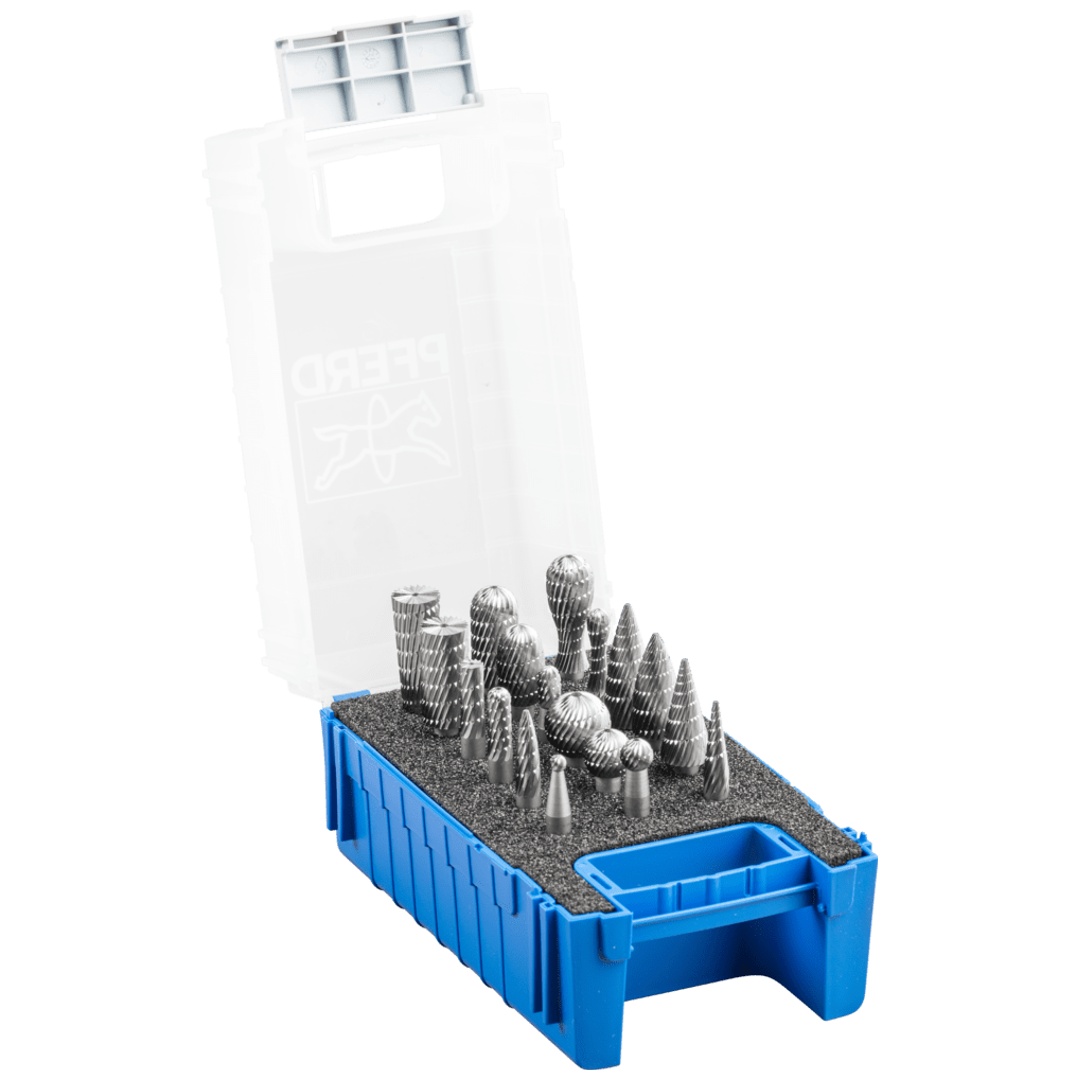 PFERD TOOLS HSS Frässtift Set 83 18-tlg. Zahnung 3 Ø 12/8/6mm Schaft-Ø 6mm universal mittel fein