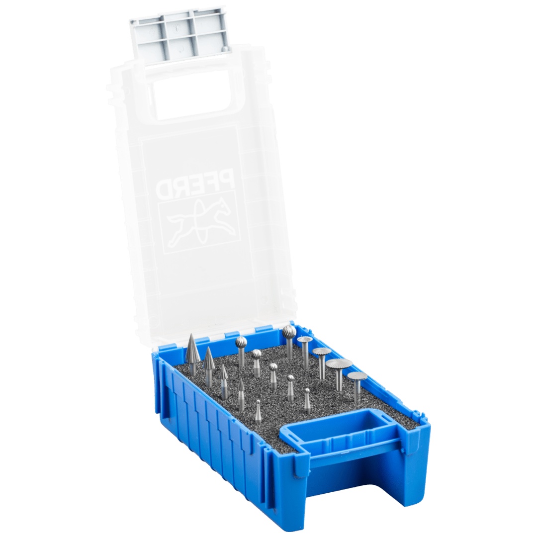 PFERD TOOLS HSS Feinfrässtift Set 84 15-tlg. Spezialzahnung Schaft-Ø 3 mm universal mittel fein