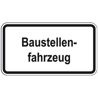 Warn- und Hinweisschild 30, 600x330 mm, "Baustellenfahrzeug", RAL-Gütezeichen Folie RA2