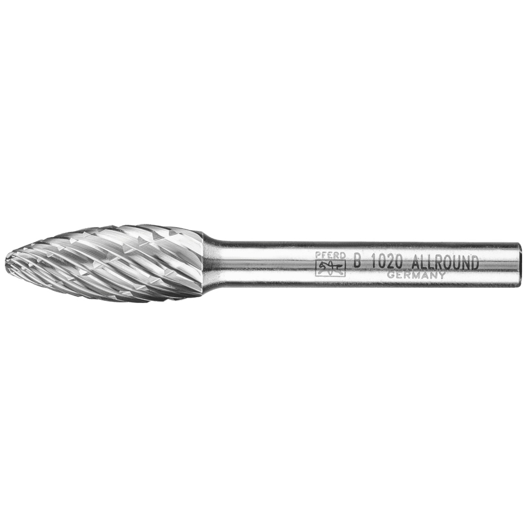 PFERD TOOLS Hartmetall Hochleistungsfrässtift ALLROUND Flamme B Ø 10x25 mm Schaft-Ø 6 mm universal grob