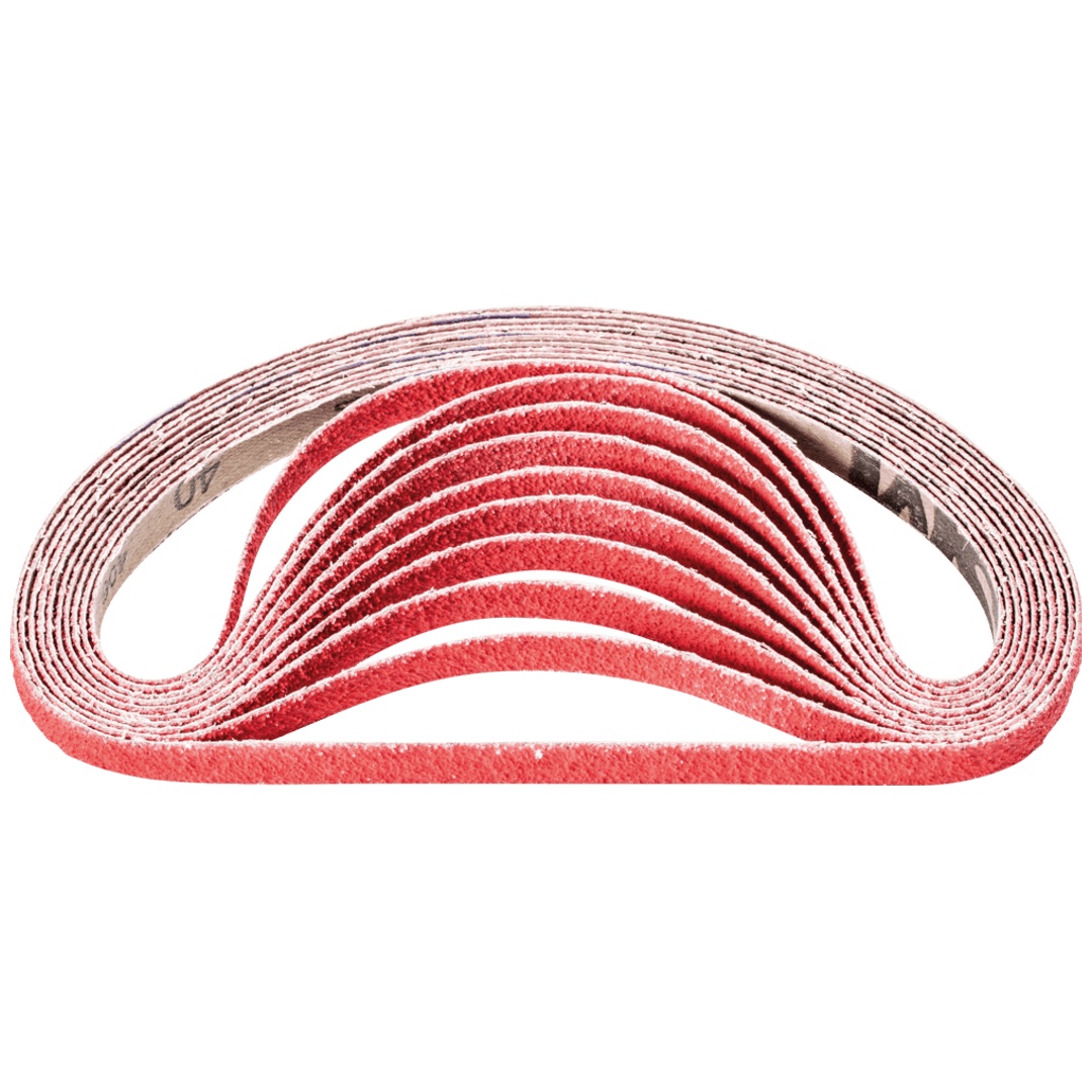 PFERD TOOLS Keramikkorn Schleifband BA 12x520mm CO-COOL40 für Edelstahl-Schliff mit Bandschleifer (100)