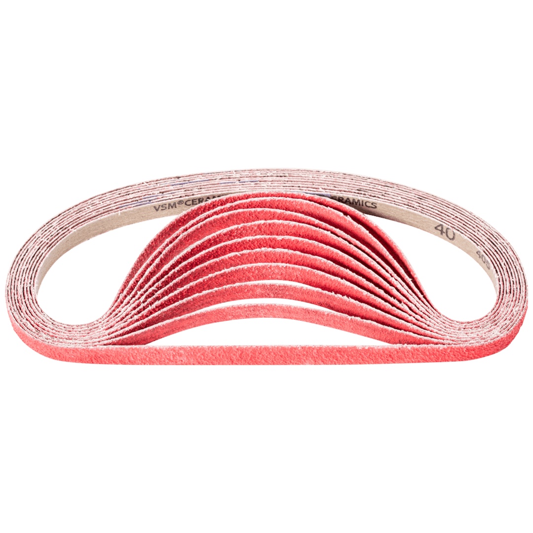 PFERD TOOLS Keramikkorn Schleifband BA 12x610mm CO-COOL40 für Edelstahl-Schliff mit Bandschleifer (100)