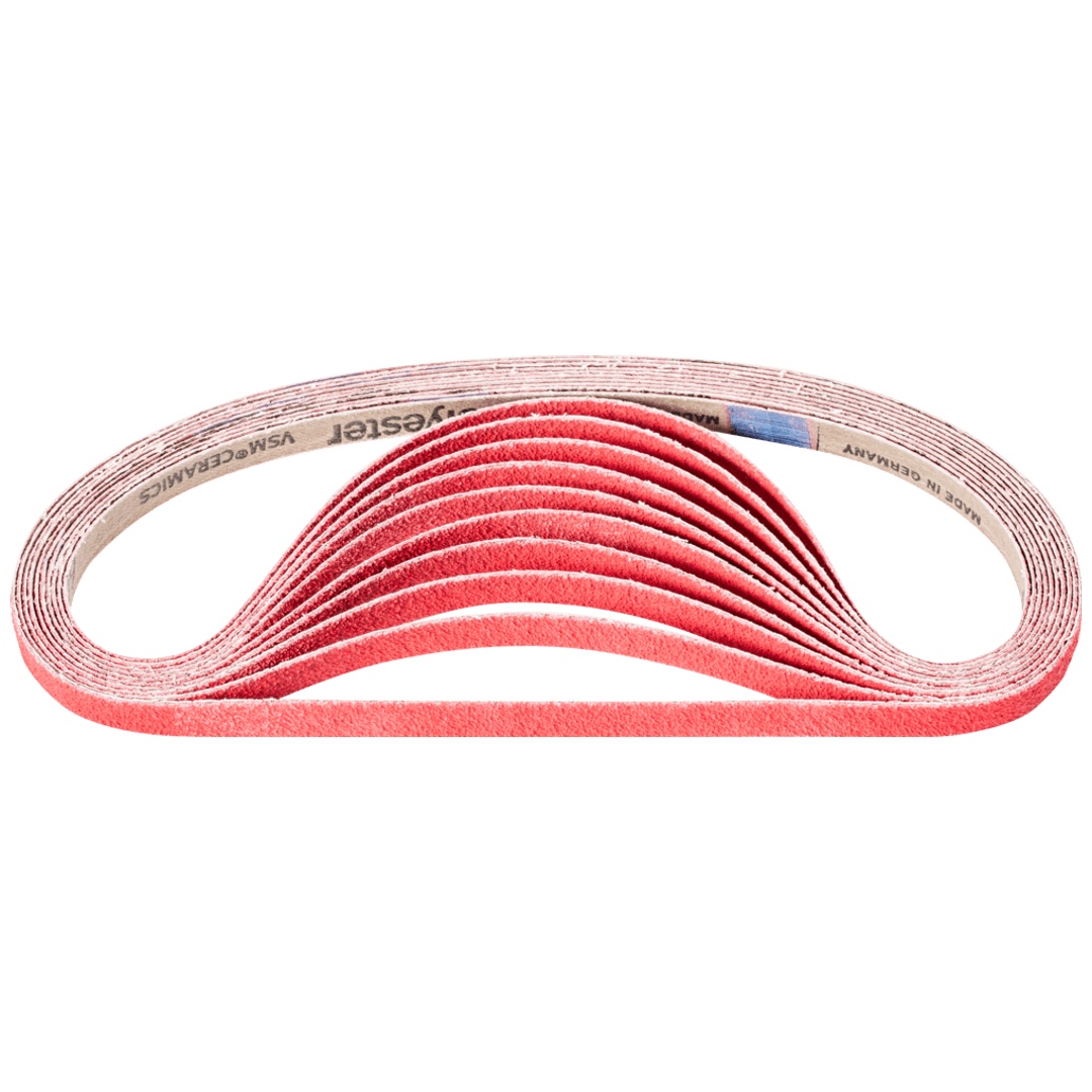 PFERD TOOLS Keramikkorn Schleifband BA 12x610mm CO-COOL60 für Edelstahl-Schliff mit Bandschleifer (100)