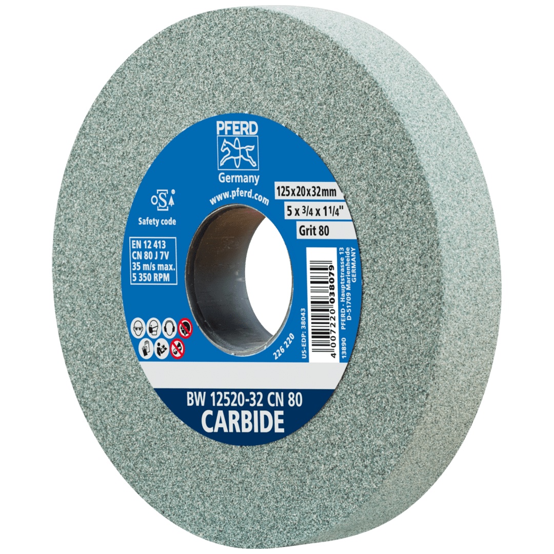 PFERD TOOLS Schleifbockscheibe Ø 125x20mm Bohrung-Ø 32 mm SiC80 für harte Materialien z.B. Hartmetall