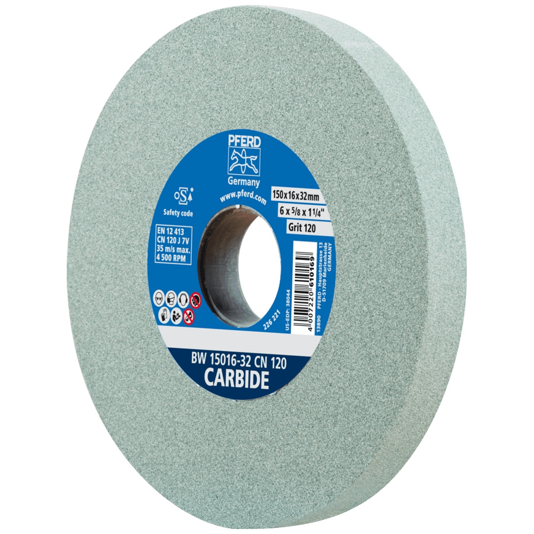 PFERD TOOLS Schleifbockscheibe Ø 150x16 mm Bohrung-Ø 32 mm SiC120 für harte Materialien z.B. Hartmetall