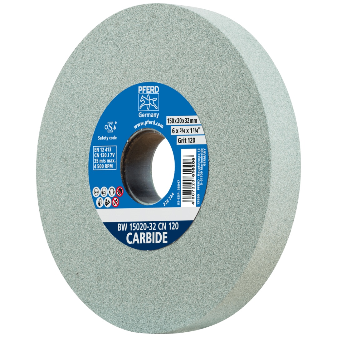 PFERD TOOLS Schleifbockscheibe Ø 150x20mm Bohrung-Ø 32 mm SiC120 für harte Materialien z.B. Hartmetall