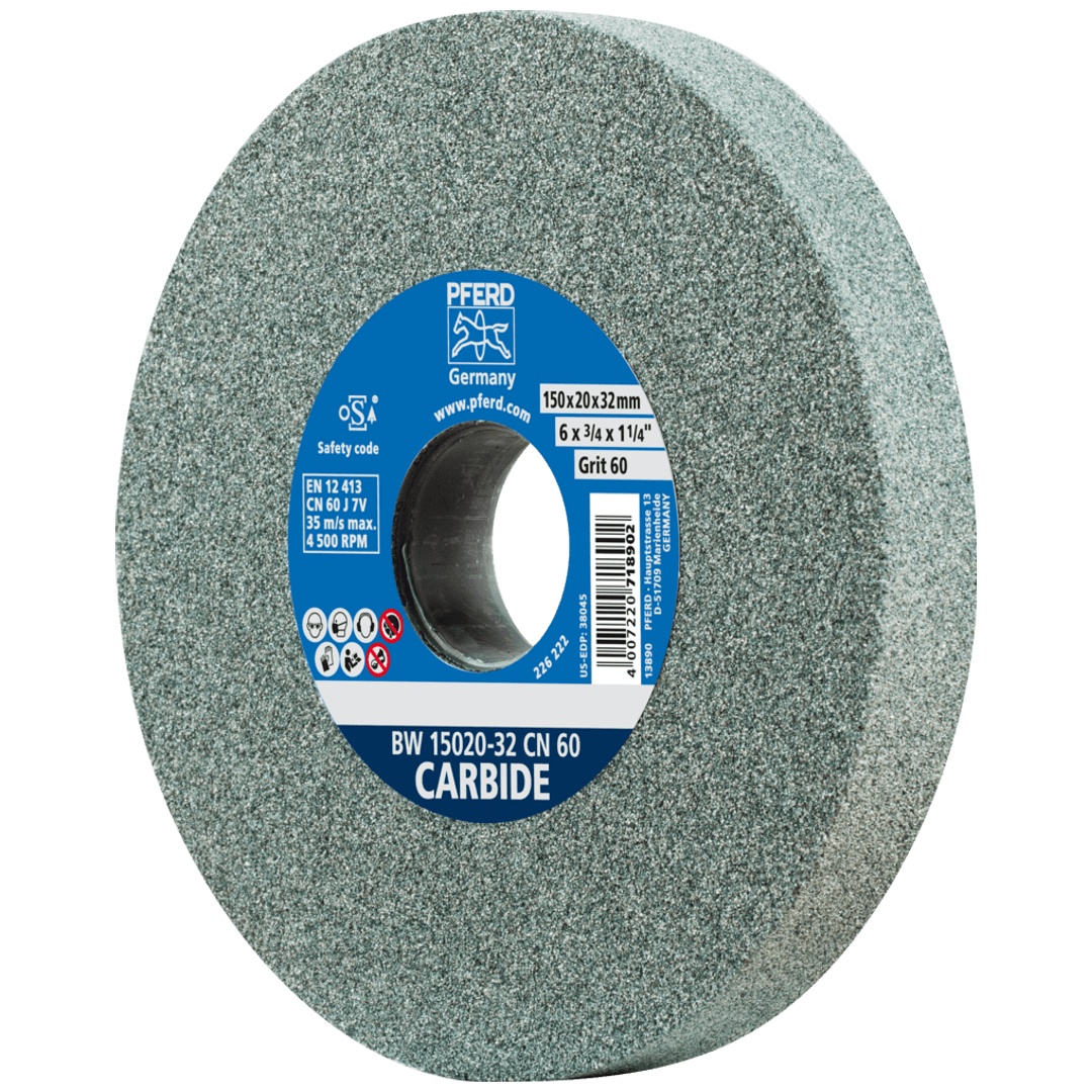 PFERD TOOLS Schleifbockscheibe Ø 150x20mm Bohrung-Ø 32 mm SiC60 für harte Materialien z.B. Hartmetall