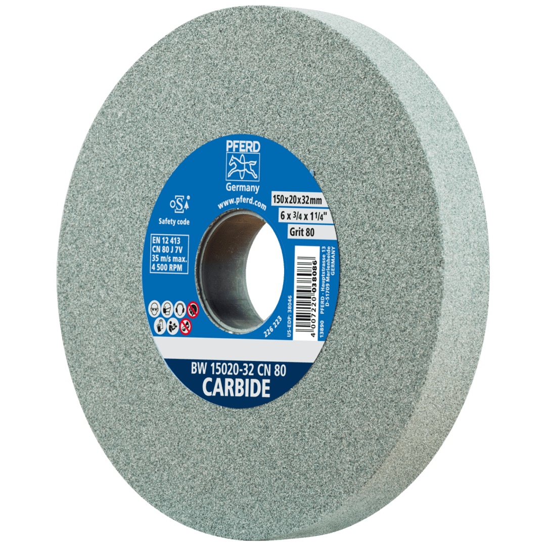 PFERD TOOLS Schleifbockscheibe Ø 150x20mm Bohrung-Ø 32 mm SiC80 für harte Materialien z.B. Hartmetall