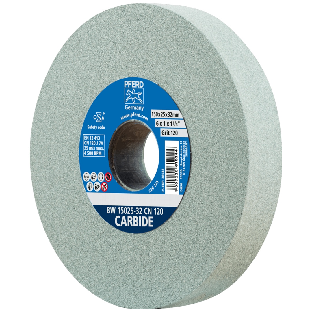 PFERD TOOLS Schleifbockscheibe Ø 150x25 mm Bohrung-Ø 32 mm SiC120 für harte Materialien z.B. Hartmetall