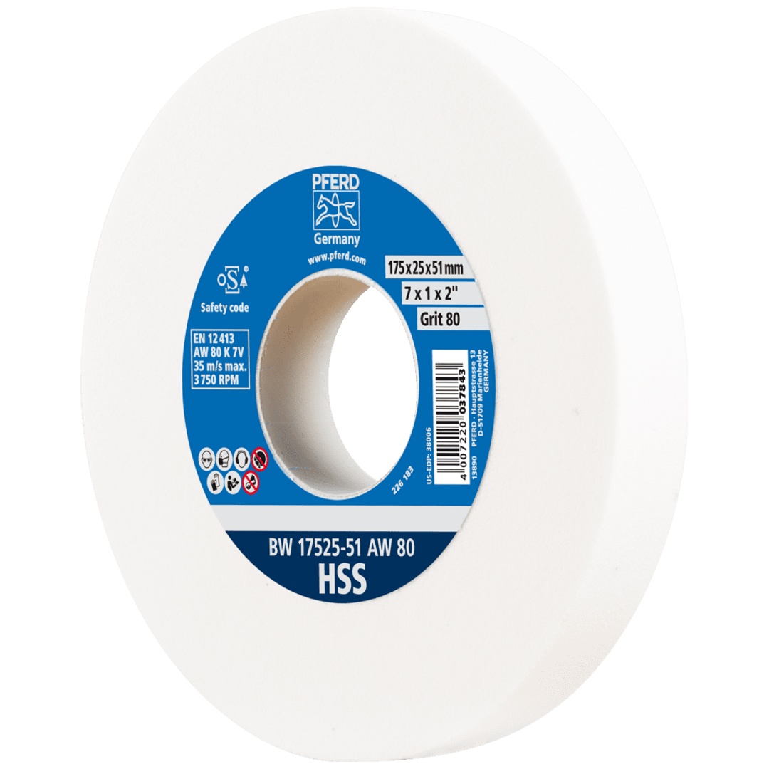 PFERD TOOLS Schleifbockscheibe Ø 175x25 mm Bohrung-Ø 51 mm A80 zum Schärfen von HSS-Bohrern