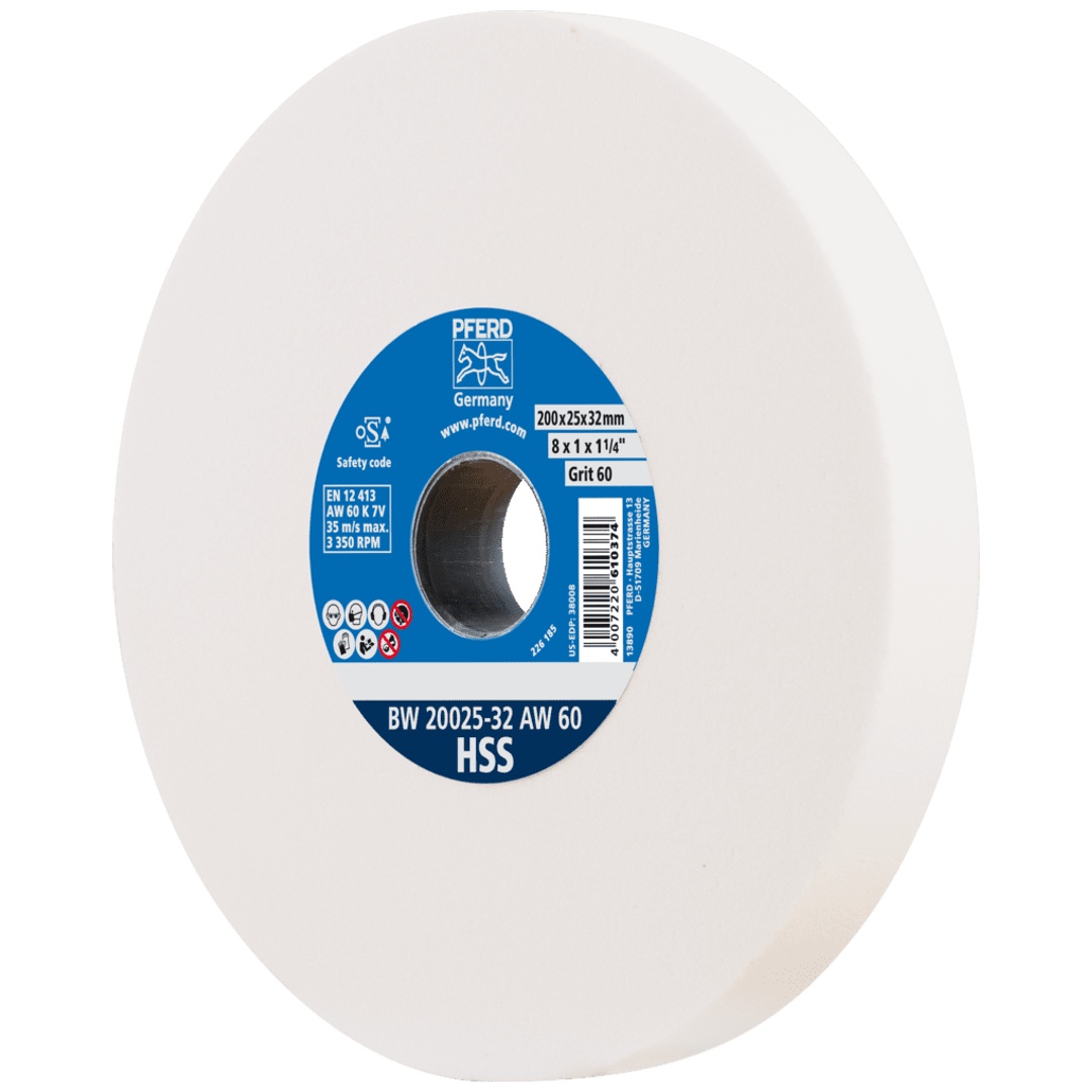 PFERD TOOLS Schleifbockscheibe Ø 200x25 mm Bohrung-Ø 51 mm A60 zum Schärfen von HSS-Bohrern