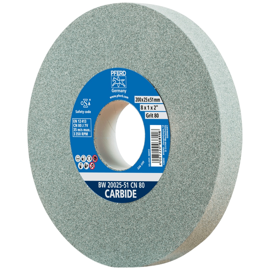 PFERD TOOLS Schleifbockscheibe Ø 200x25 mm Bohrung-Ø 51 mm SiC80 für harte Materialien z.B. Hartmetall