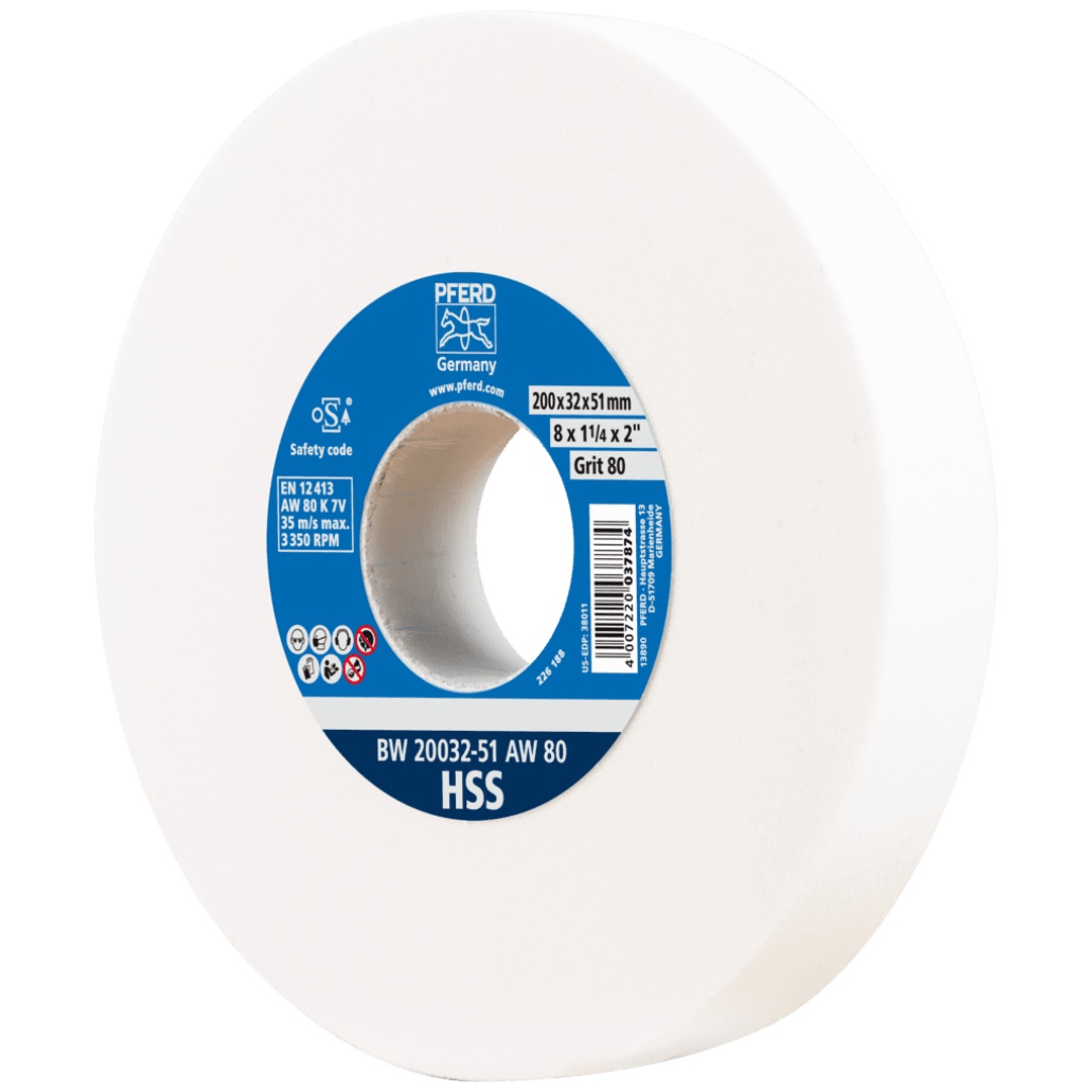 PFERD TOOLS Schleifbockscheibe Ø 200x32 mm Bohrung-Ø 51 mm A80 zum Schärfen von HSS-Bohrern