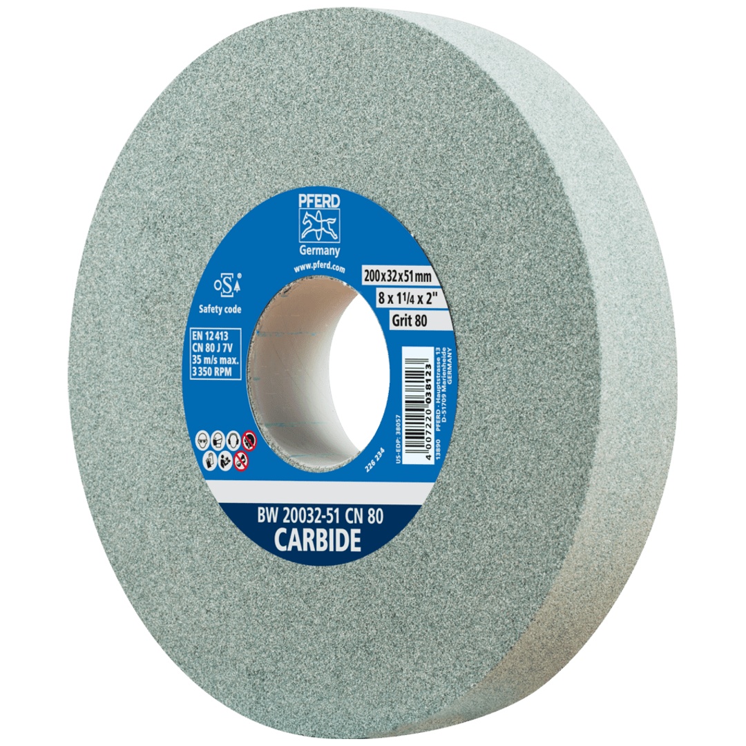 PFERD TOOLS Schleifbockscheibe Ø 200x32 mm Bohrung-Ø 51 mm SiC80 für harte Materialien z.B. Hartmetall