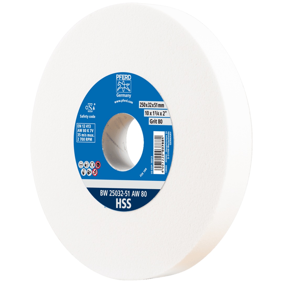 PFERD TOOLS Schleifbockscheibe Ø 250x32 mm Bohrung-Ø 51 mm A80 zum Schärfen von HSS-Bohrern