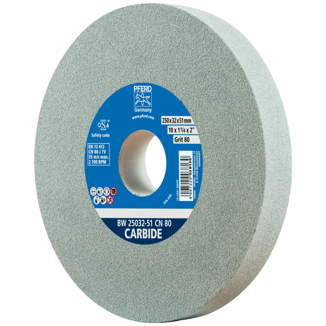 PFERD TOOLS Schleifbockscheibe Ø 250x32 mm Bohrung-Ø 51 mm SiC80 für harte Materialien z.B. Hartmetall