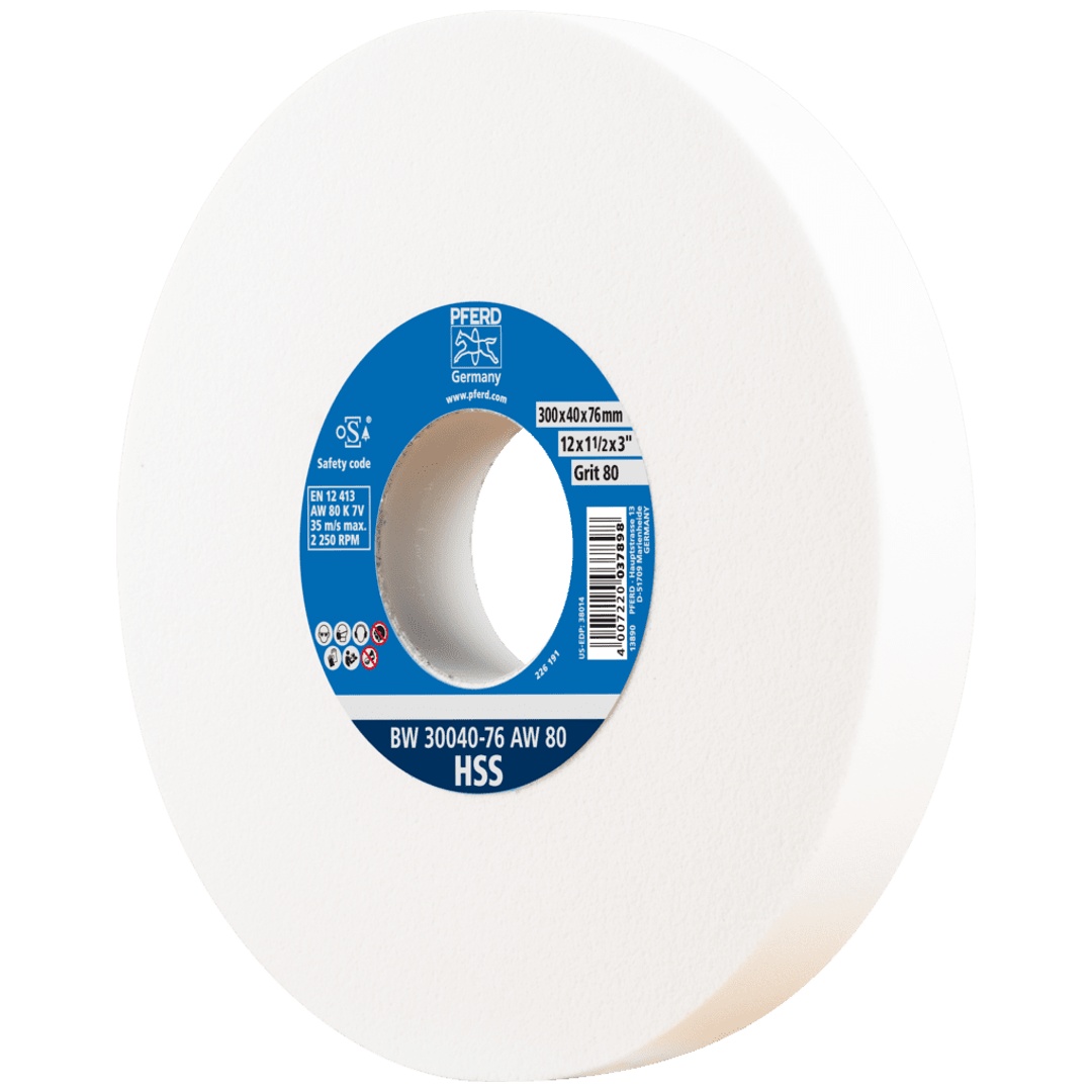 PFERD TOOLS Schleifbockscheibe Ø 300x40mm Bohrung-Ø 76 mm A80 zum Schärfen von HSS-Bohrern