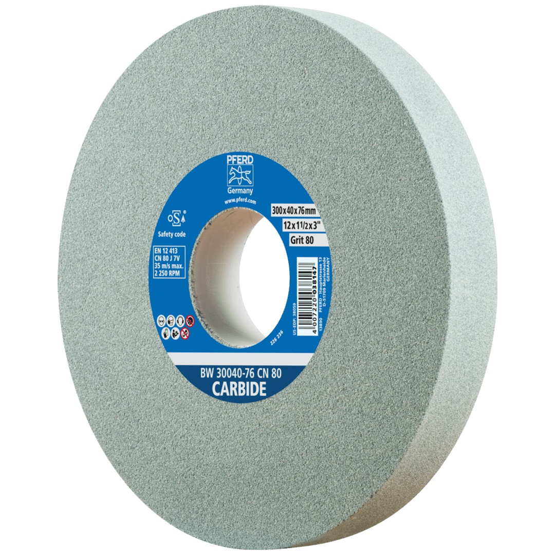 PFERD TOOLS Schleifbockscheibe Ø 300x40mm Bohrung-Ø 76 mm SiC80 für harte Materialien z.B. Hartmetall