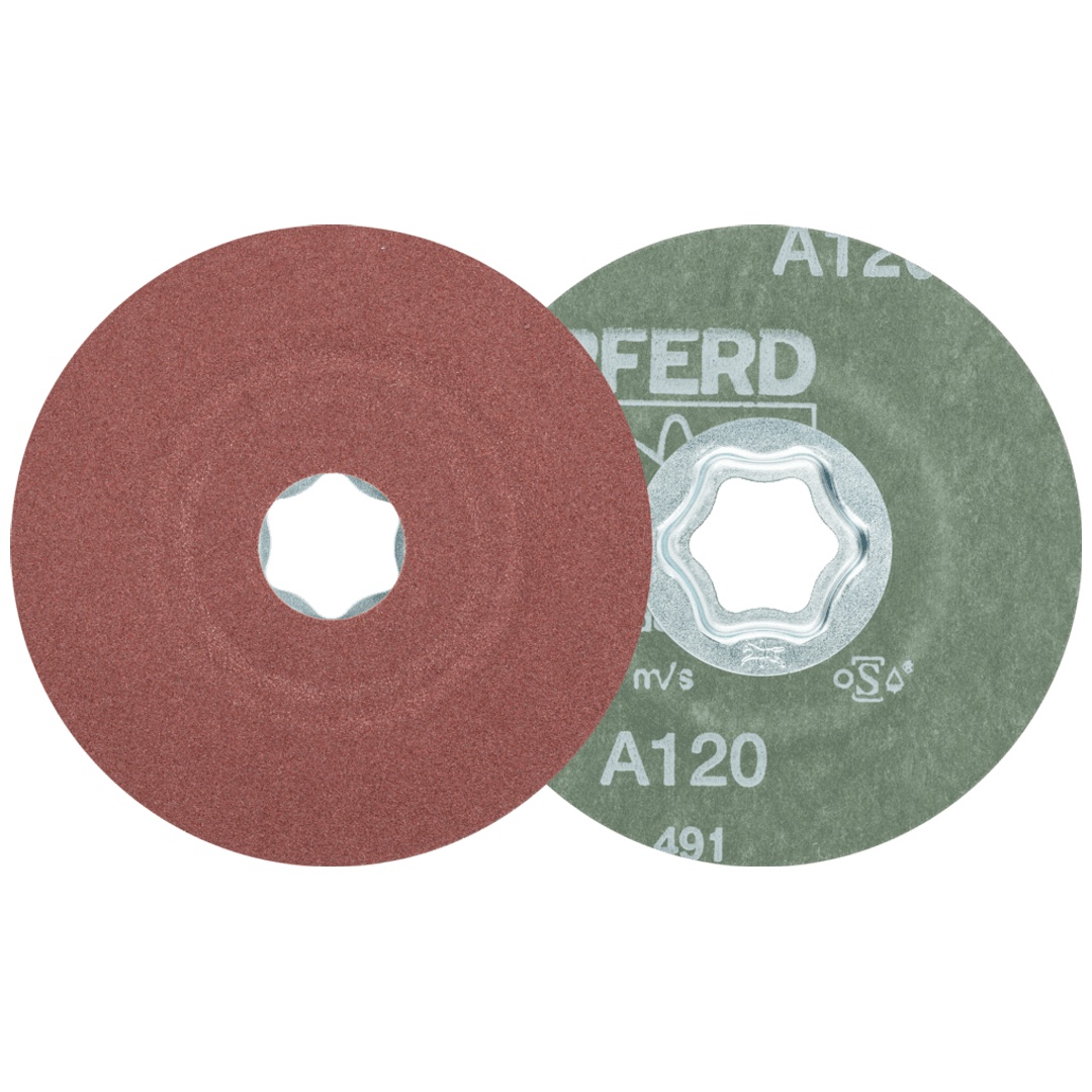 PFERD TOOLS COMBICLICK Korund Fiberscheibe Ø 100mm A120 für universelle Anwendungen