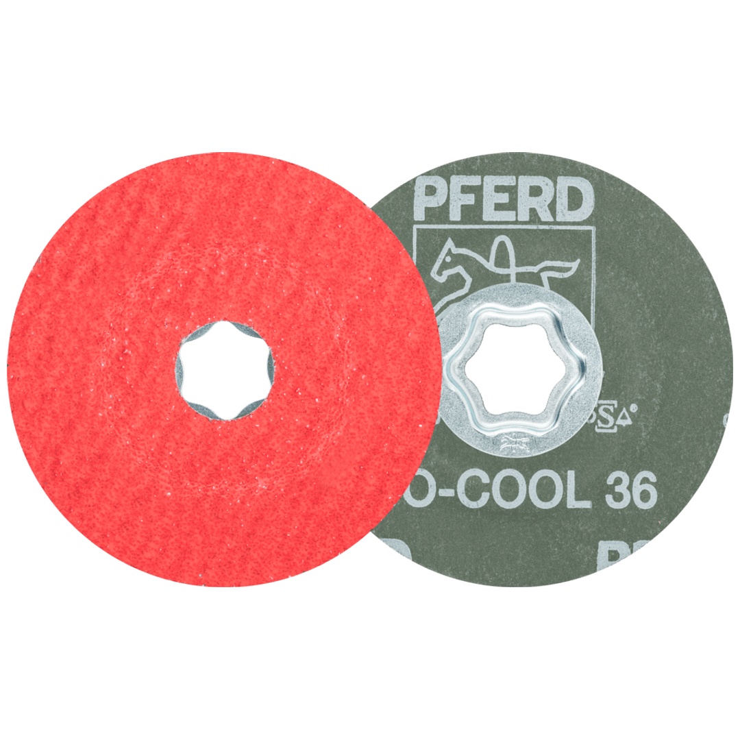 PFERD TOOLS COMBICLICK Keramikkorn Fiberscheibe Ø 100mm CO-COOL36 für Edelstahl