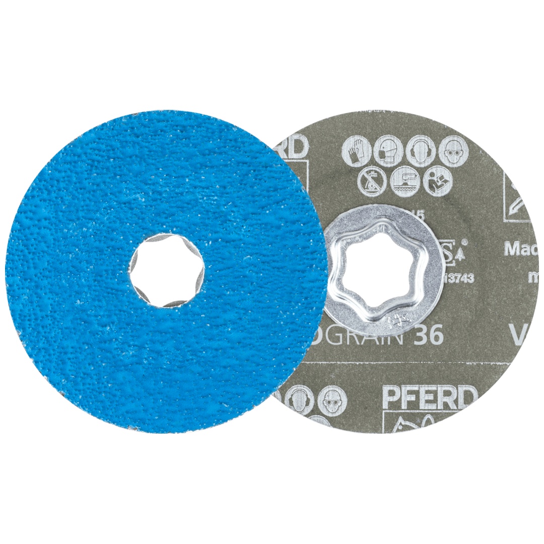 PFERD TOOLS COMBICLICK Fiberscheibe Ø 100mm VICTOGRAIN-COOL36 für Stahl und Edelstahl