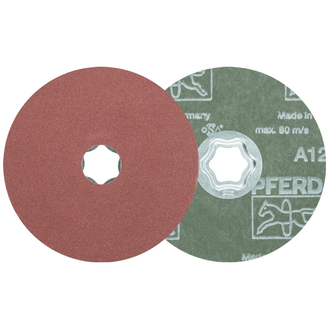 PFERD TOOLS COMBICLICK Korund Fiberscheibe Ø 115 mm A120 für universelle Anwendungen