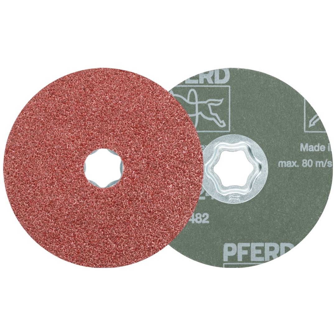 PFERD TOOLS COMBICLICK Korund Fiberscheibe Ø 115 mm A24 für universelle Anwendungen