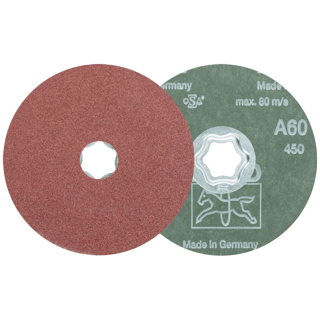 PFERD TOOLS COMBICLICK Korund Fiberscheibe Ø 115 mm A60 für universelle Anwendungen