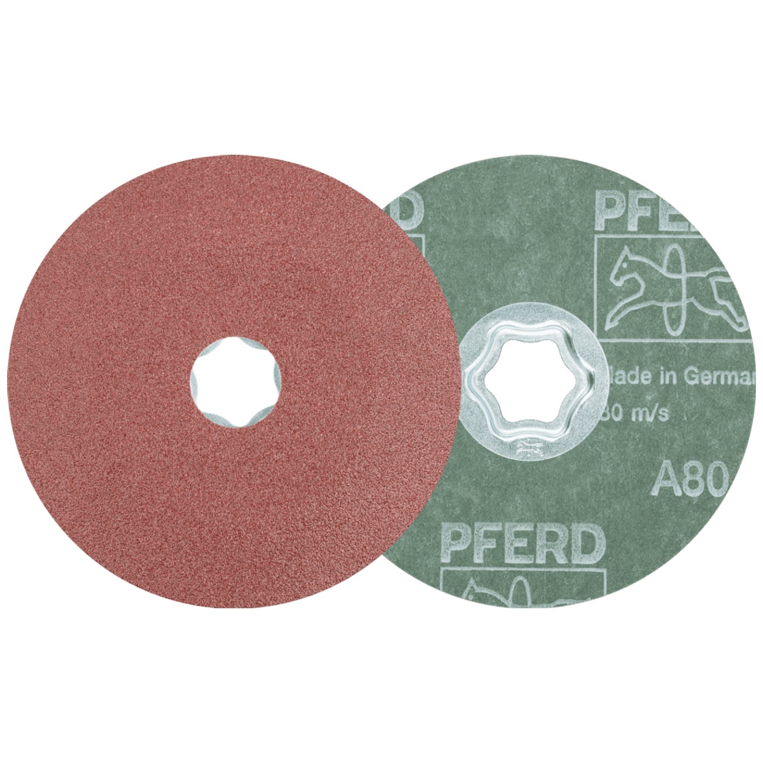 PFERD TOOLS COMBICLICK Korund Fiberscheibe Ø 115 mm A80 für universelle Anwendungen