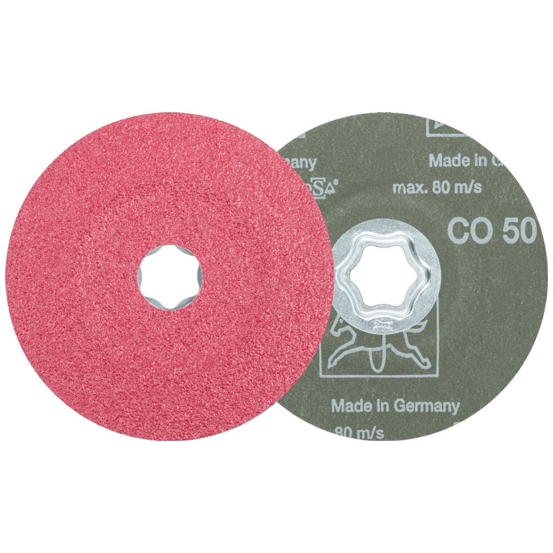 PFERD TOOLS COMBICLICK Keramikkorn Fiberscheibe Ø 115 mm CO50 für hohen Abtrag auf Stahl