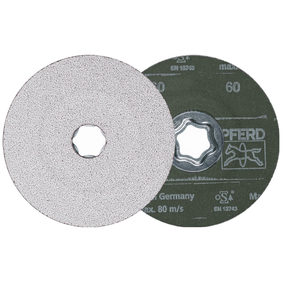 PFERD TOOLS COMBICLICK Keramikkorn Fiberscheibe Ø 115 mm CO-ALU60 für weiche NE Metalle