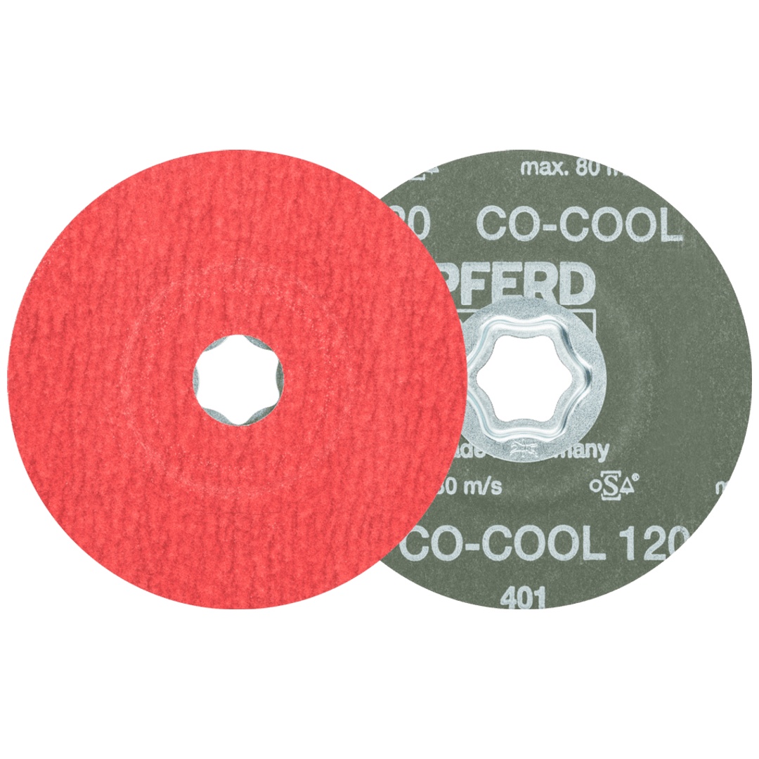 PFERD TOOLS COMBICLICK Keramikkorn Fiberscheibe Ø 115 mm CO-COOL120 für Edelstahl