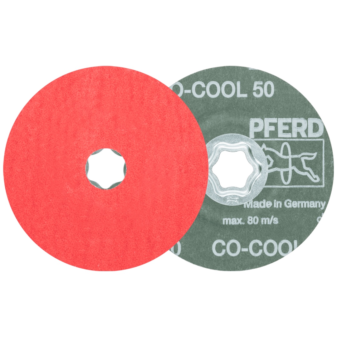 PFERD TOOLS COMBICLICK Keramikkorn Fiberscheibe Ø 115 mm CO-COOL50 für Edelstahl