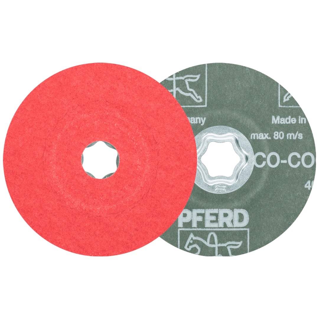 PFERD TOOLS COMBICLICK Keramikkorn Fiberscheibe Ø 115 mm CO-COOL80 für Edelstahl