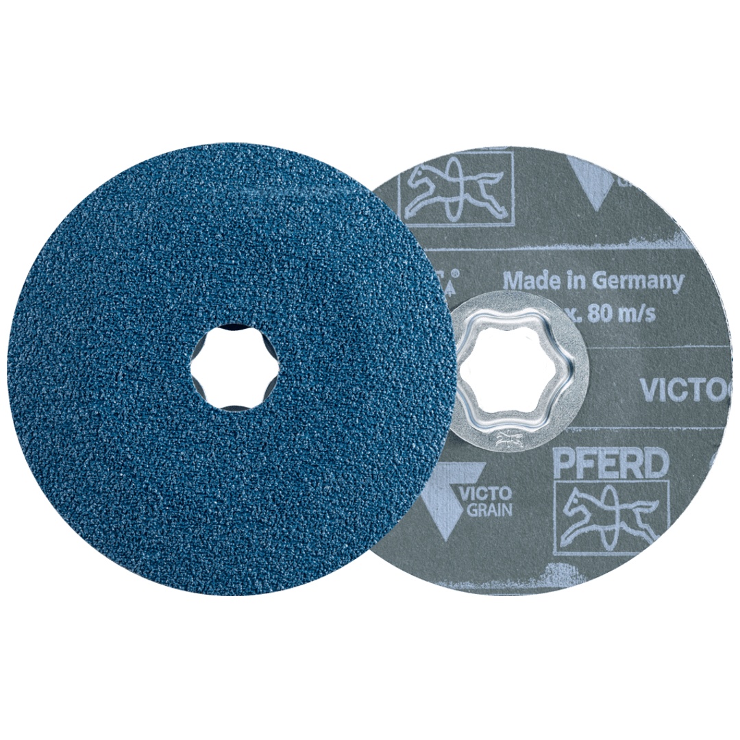 PFERD TOOLS COMBICLICK Fiberscheibe Ø 115 mm VICTOGRAIN 60 Höchstleistung auf Stahl
