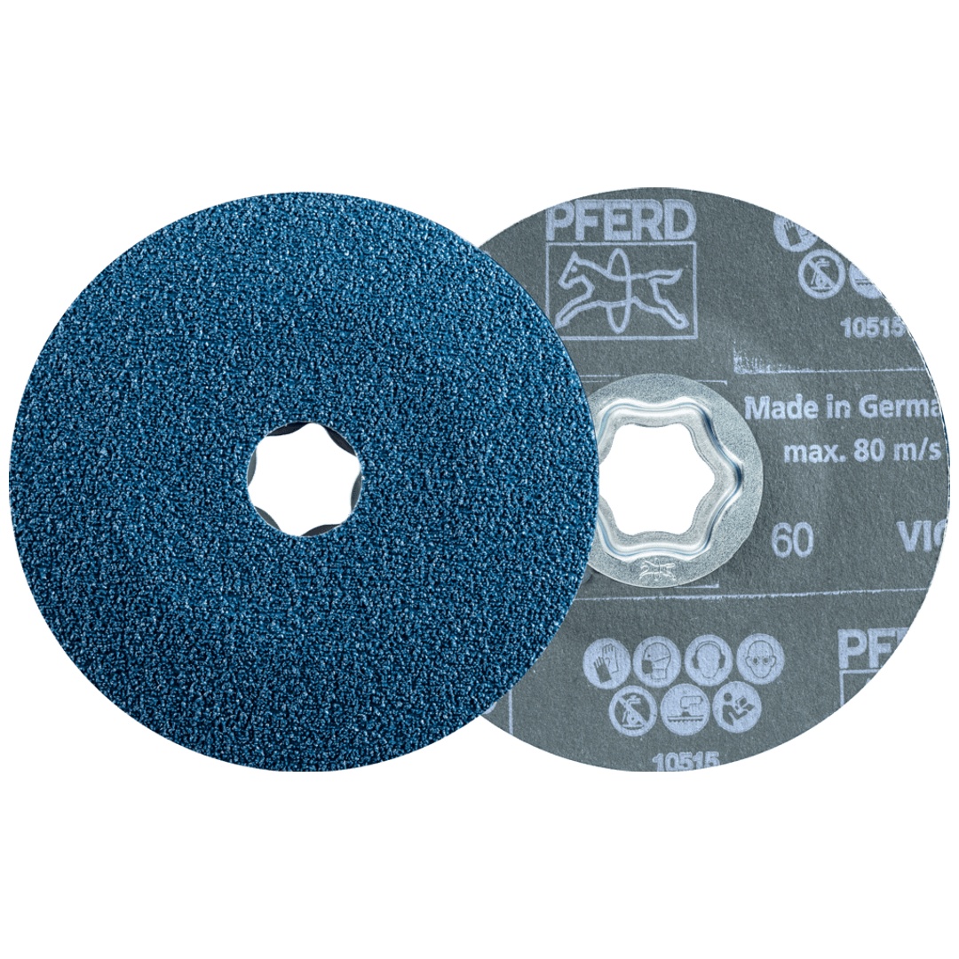 PFERD TOOLS COMBICLICK Fiberscheibe Ø 115 mm VICTOGRAIN-COOL80 für Stahl und Edelstahl