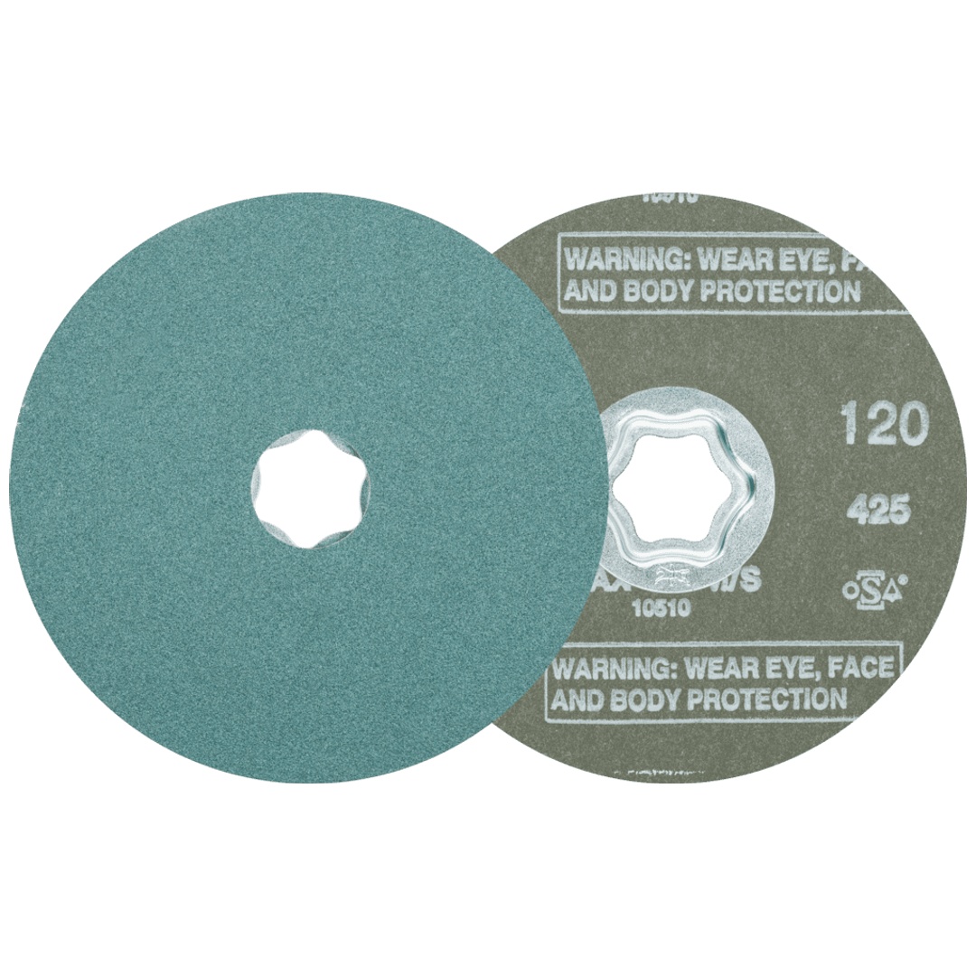 PFERD TOOLS COMBICLICK Zirkon Fiberscheibe Ø 115 mm Z120 für hohen Abtrag auf Stahl