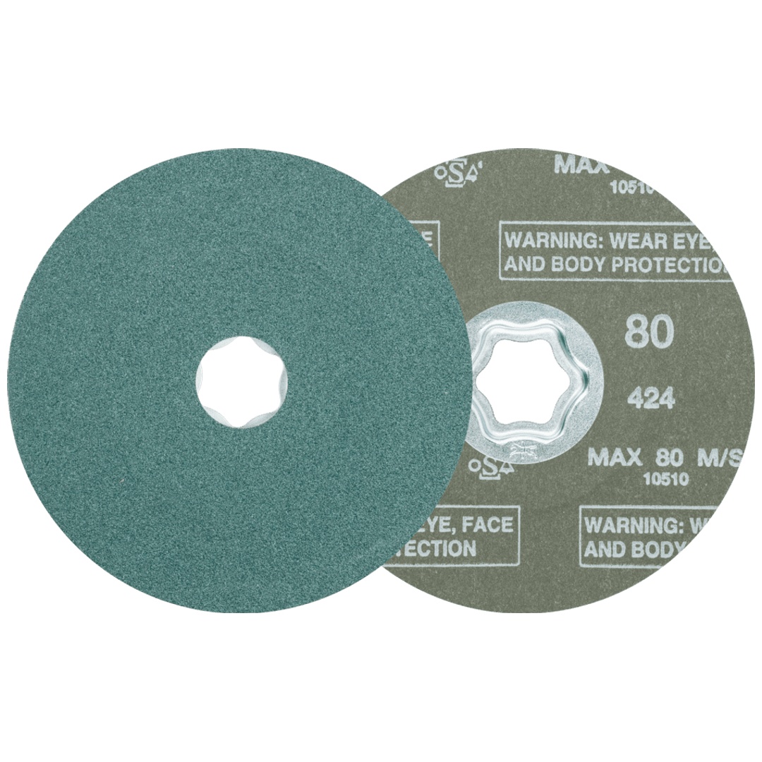 PFERD TOOLS COMBICLICK Zirkon Fiberscheibe Ø 115 mm Z80 für hohen Abtrag auf Stahl