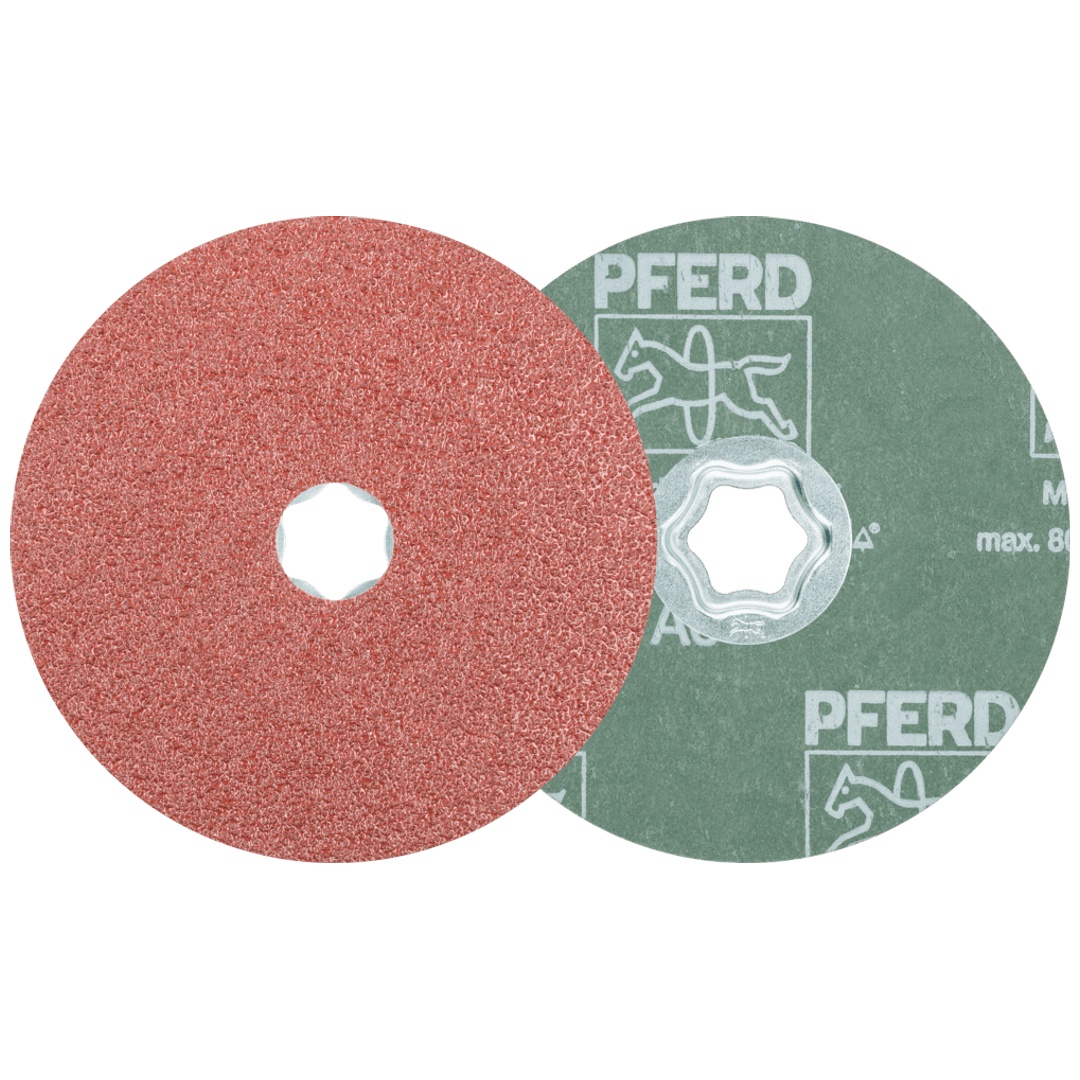 PFERD TOOLS COMBICLICK Korund Fiberscheibe Ø 125 mm A36 für universelle Anwendungen