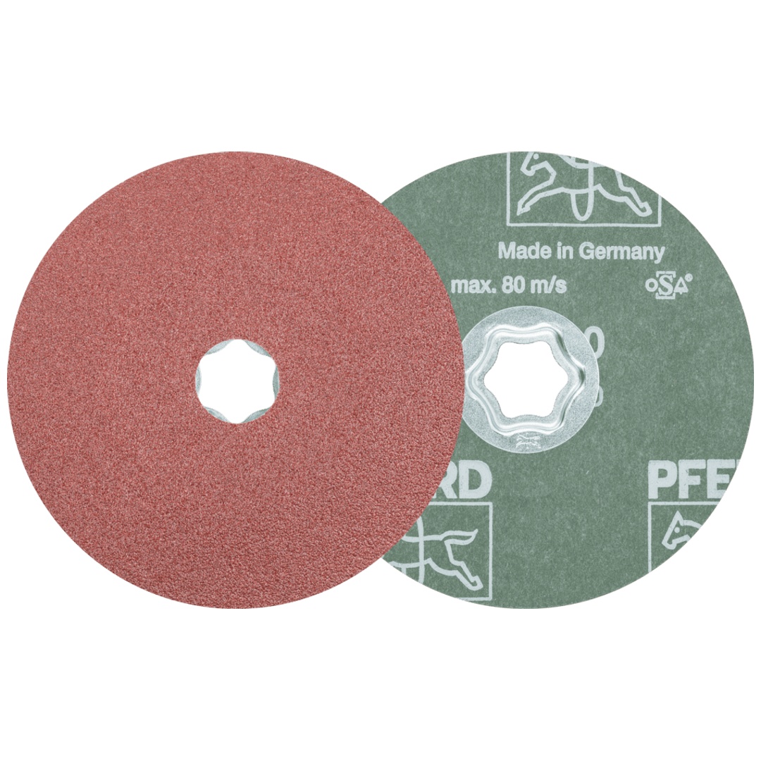 PFERD TOOLS COMBICLICK Korund Fiberscheibe Ø 125 mm A60 für universelle Anwendungen