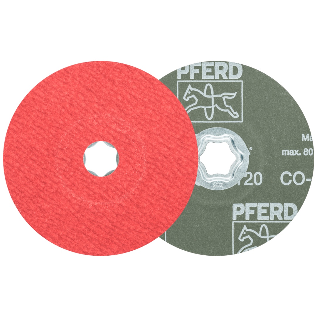 PFERD TOOLS COMBICLICK Keramikkorn Fiberscheibe Ø 125 mm CO-COOL120 für Edelstahl