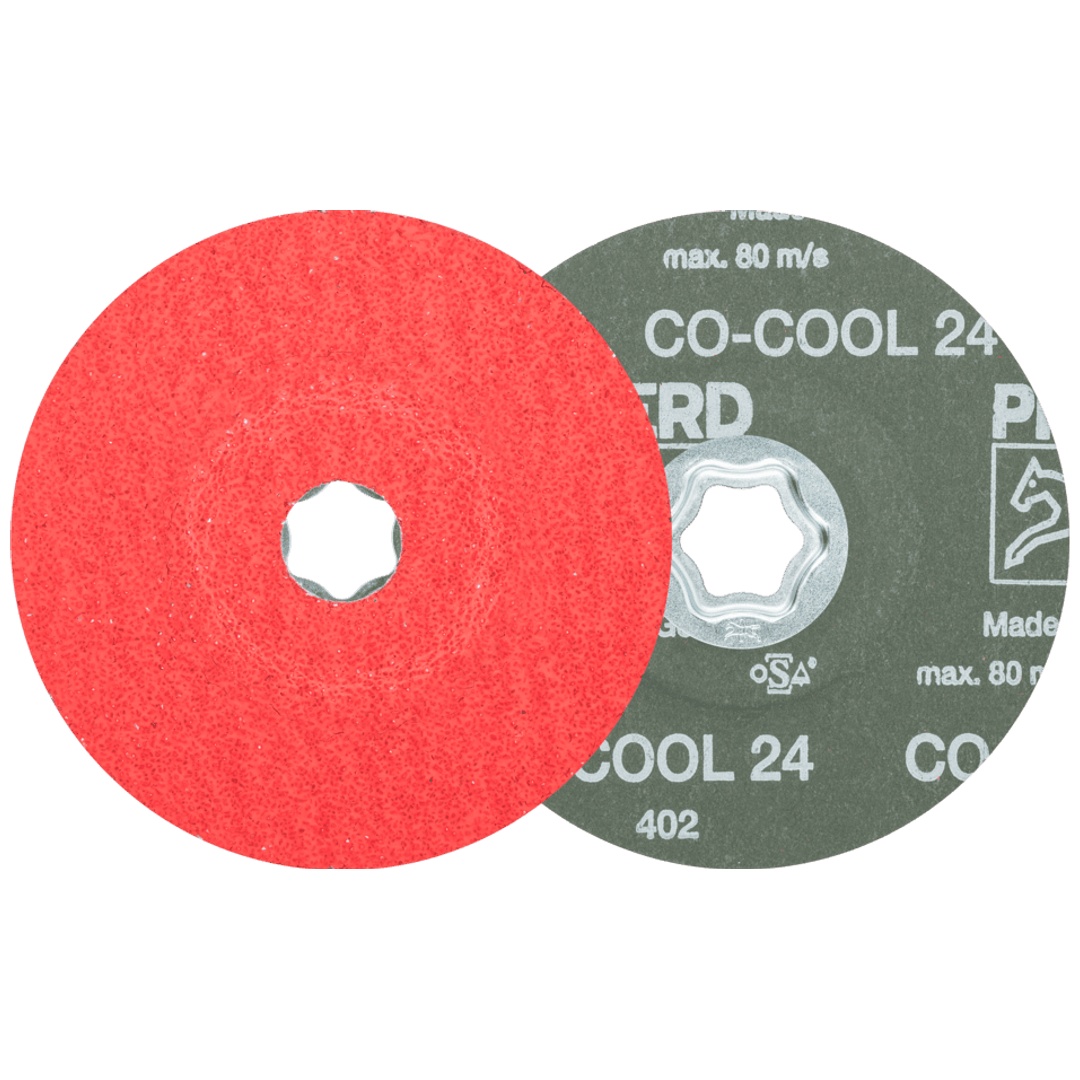 PFERD TOOLS COMBICLICK Keramikkorn Fiberscheibe Ø 125 mm CO-COOL24 für Edelstahl
