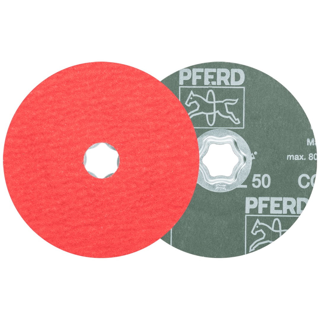 PFERD TOOLS COMBICLICK Keramikkorn Fiberscheibe Ø 125 mm CO-COOL50 für Edelstahl