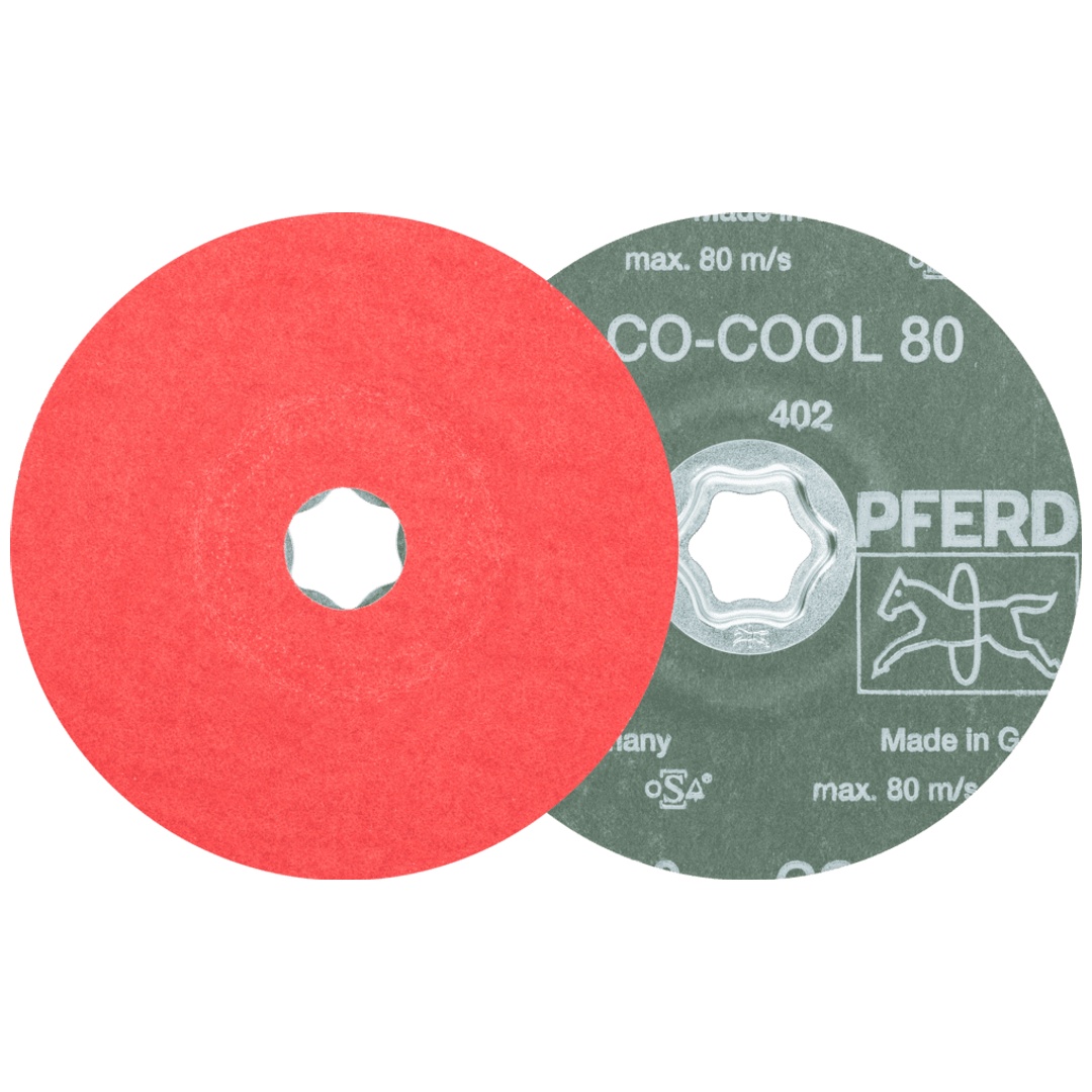 PFERD TOOLS COMBICLICK Keramikkorn Fiberscheibe Ø 125 mm CO-COOL80 für Edelstahl