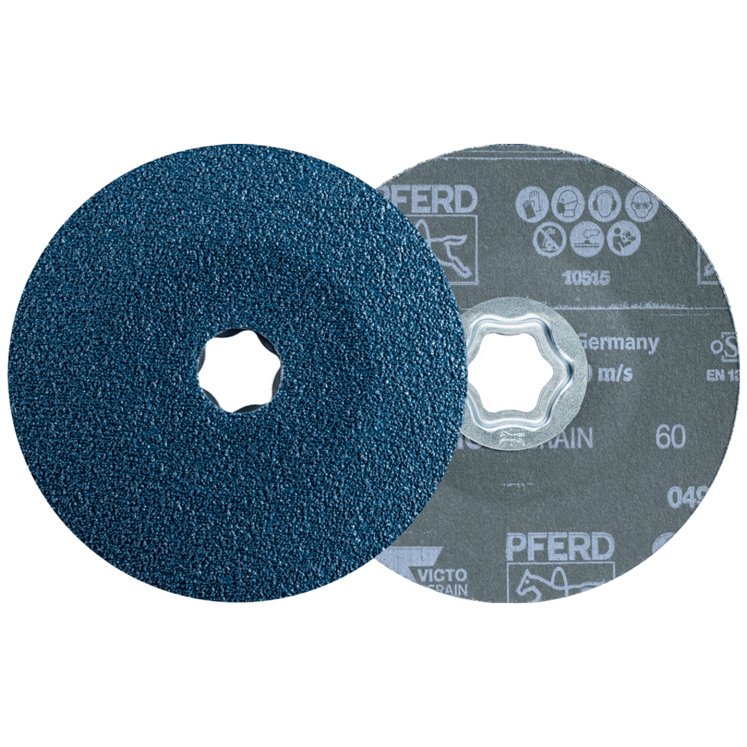 PFERD TOOLS COMBICLICK Fiberscheibe Ø 125 mm VICTOGRAIN 60 Höchstleistung auf Stahl